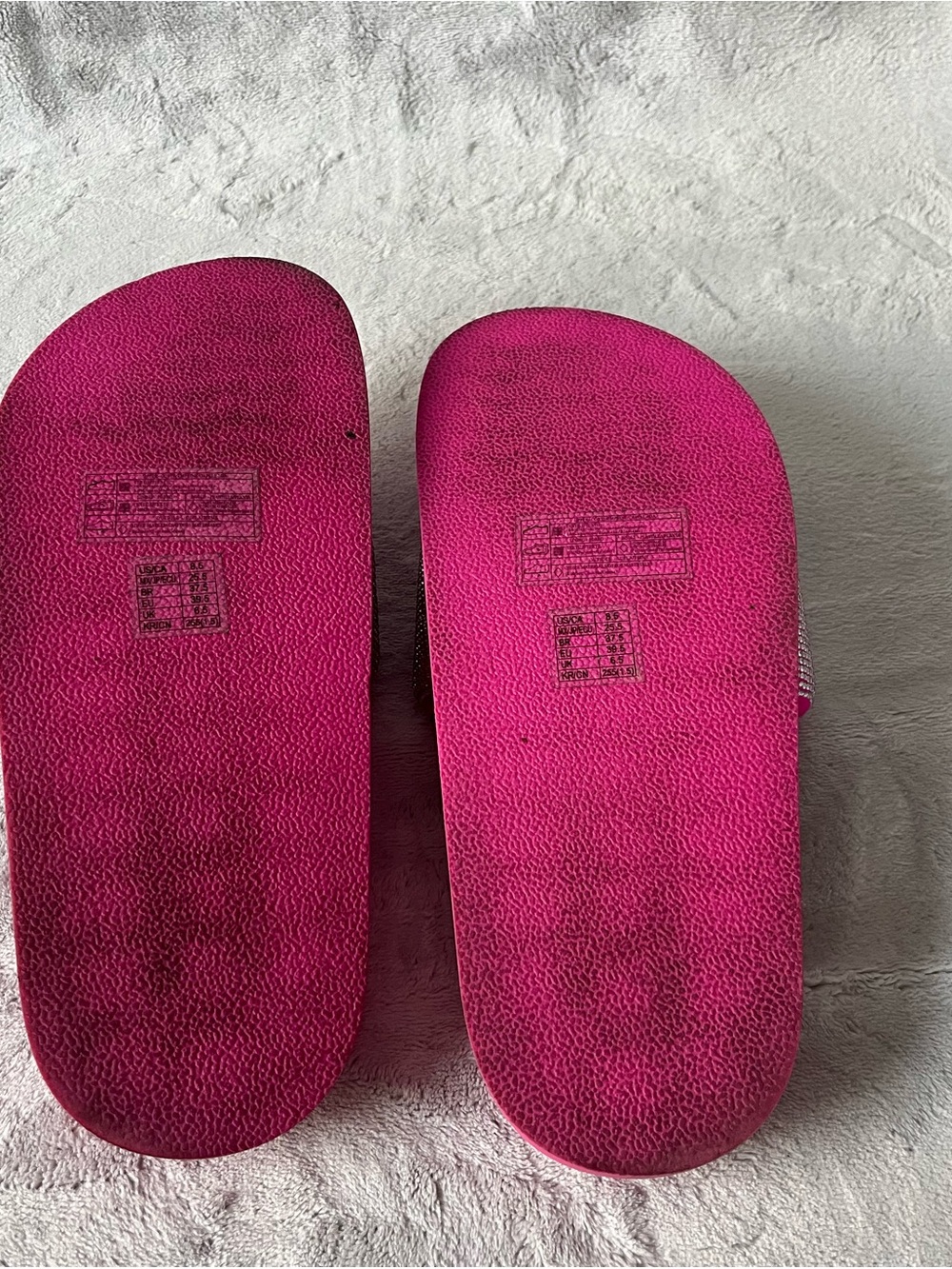 Barbie + Forever21 Fuchsia Crystal Logo Slide Sandals - Picture 6 of 7